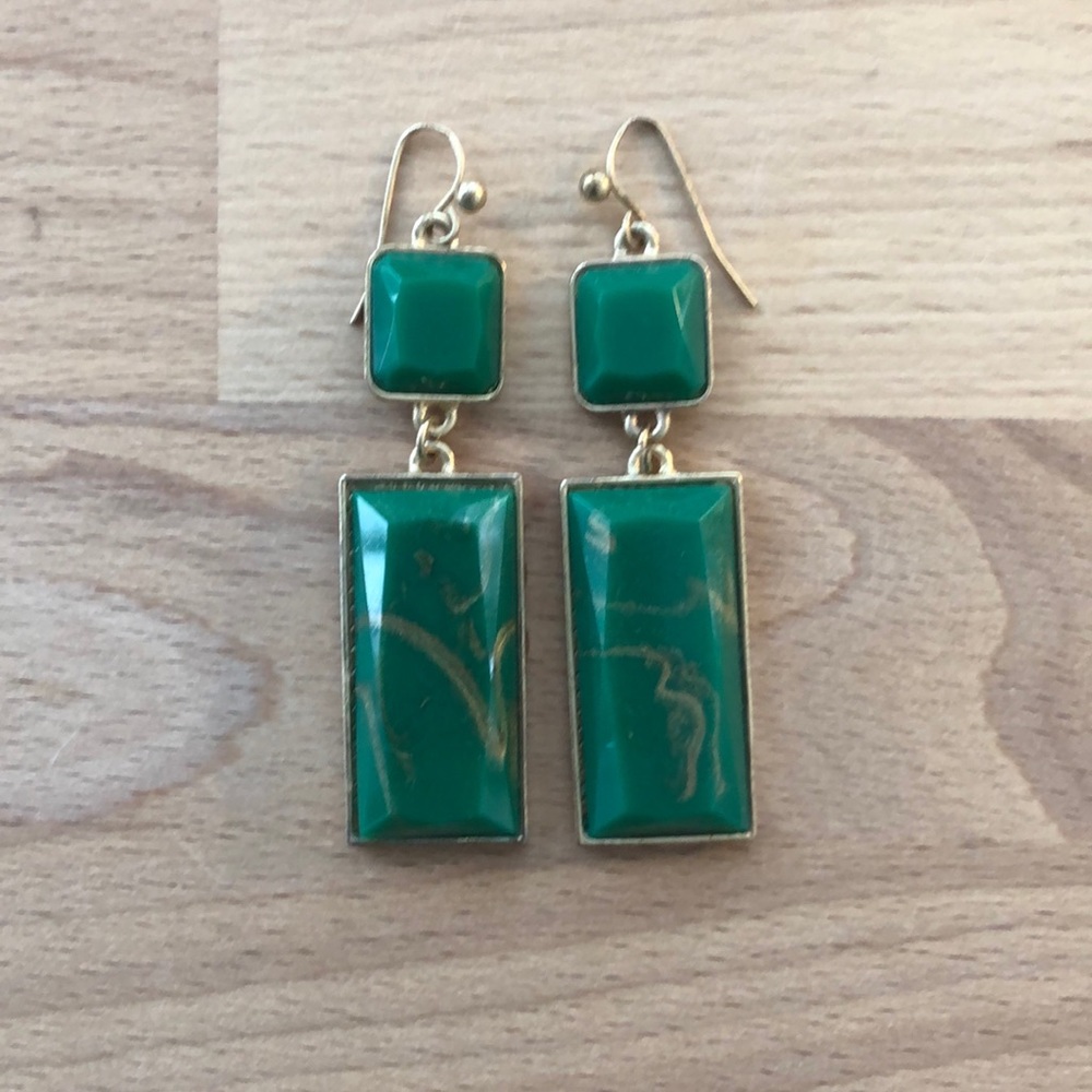 Statement Green Drop Earrings EUC